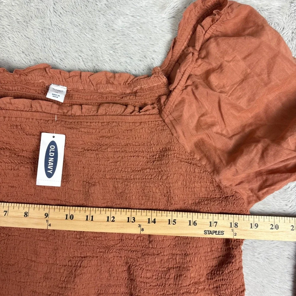 NWT Old Navy Ruffled Square Neck Top Smocked‎ Peplum Long Puff Sleeve Boho XL